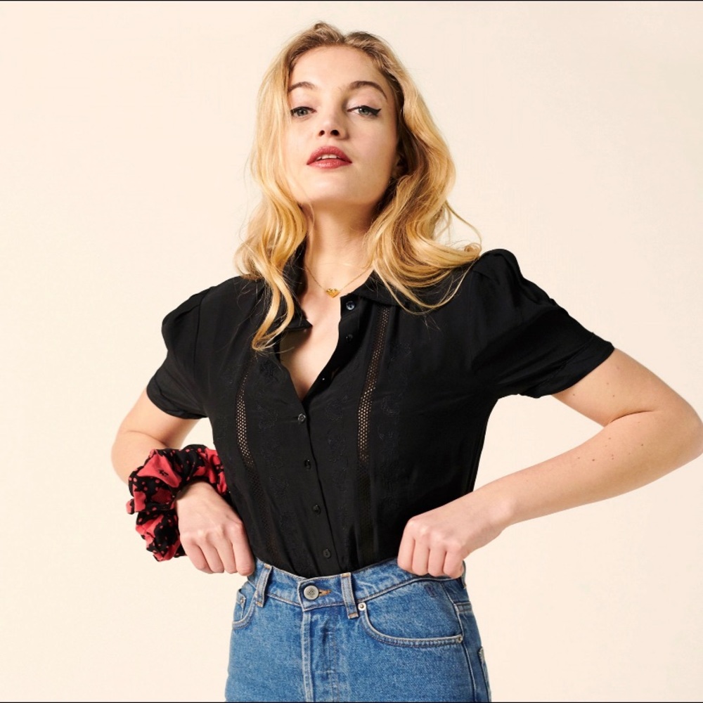 Rouje Albane Blouse Shirt Top Black 38